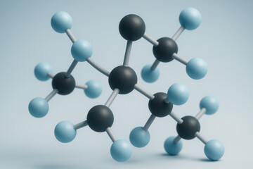 Obraz premium Blue and black molecule model spheres.