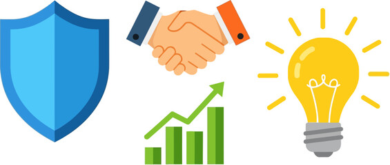 Business strategy success idea protection growth partnership concept vector illustration vector