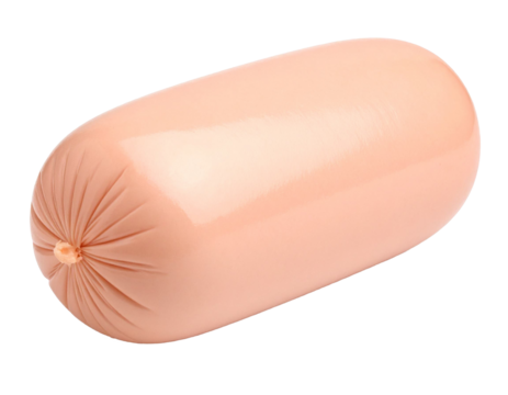 Big sausage isolated on transparent background, ready to be cooked