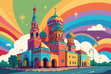 autumn landscape with trees colorful abstract pattern background. template summer concept. vector illustration	