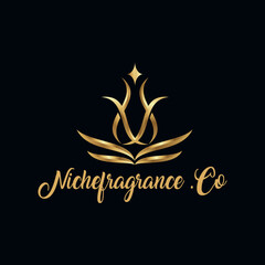 Elegant Gold Eco Perfume Logo Design Nature-Inspired Luxury Brand Identity Template for Organic Fragrance and Aromatherapy Businesses