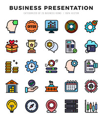 Set of Lineal Color Business Presentation Icons. Lineal Color art icon. Vector illustration