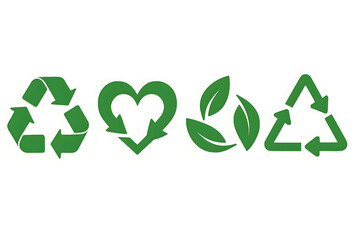 Obraz premium Eco-Friendly Icons Collection – Recycling Symbols, Nature, Sustainability in Flat Green Design