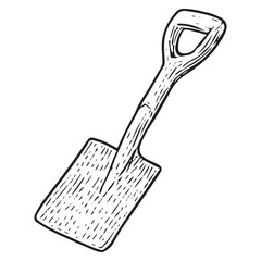 Vintage Shovel Drawing &ndash; Hand-Drawn Construction Equipment for Stock Images