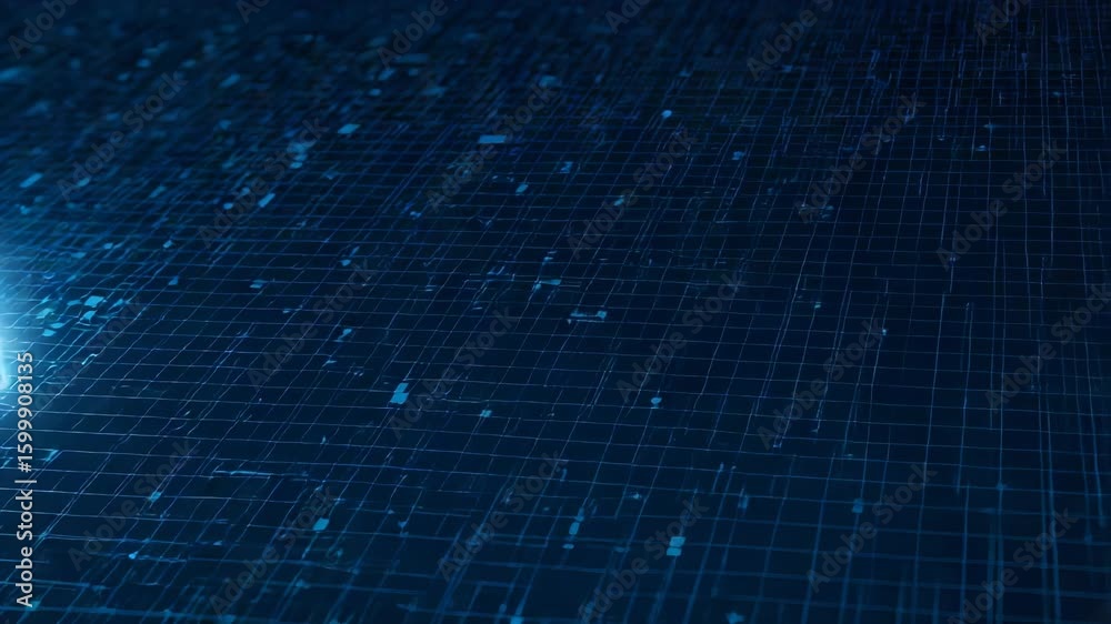Wall mural glowing blue arrow guiding through digital circuit board with data flow
