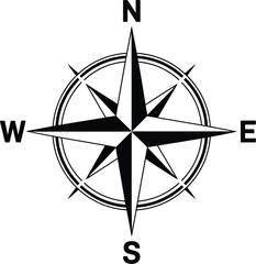 Compass simple icon set. Compass symbol set. Wind rose icon. Vector 