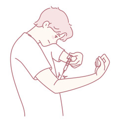 An informative illustration that clearly depicts the process of selfinjection for medication administration