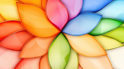 Fototapeta premium Rainbow Petals Circular Pattern Glossy Translucent Texture