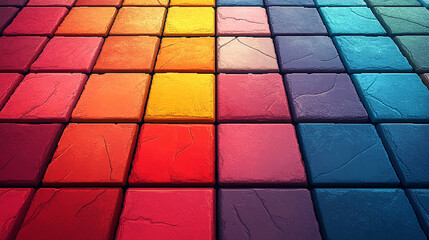 Colorful abstract mosaic with a clean look.
Playful arrangement of orange, red, and blue blocks.