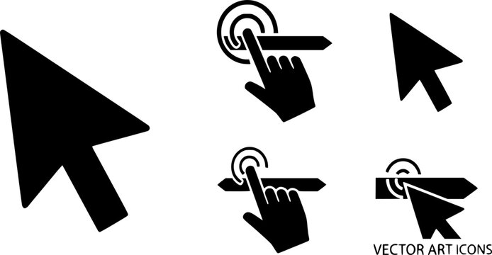 Cursor icons set and Computer curser vector icon Pointing sign Curser silhouette vector art of illustration