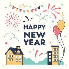 New Year celebration flat vector