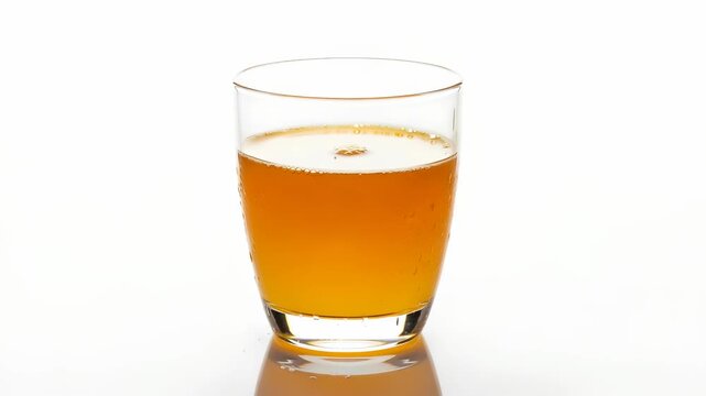 Orange Juice Filled in a Clear Glass on White Background for Adobe Stock