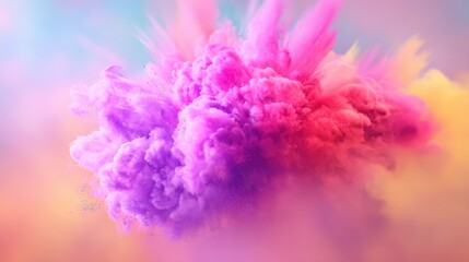 Swirling cloud of colorful powder mid-air, capturing dynamic motion in a festive celebration scene.
