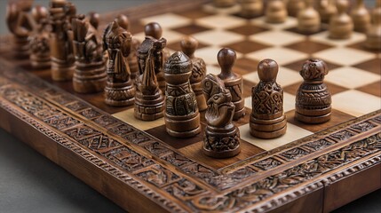 Wooden chess set chess pieces chess board strategy game board game competition intelligence 