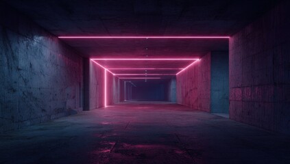 Obraz premium Neon-lit concrete tunnel (1)