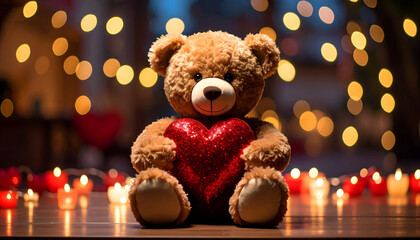 Teddy Bear with Red Heart, and Valentines.