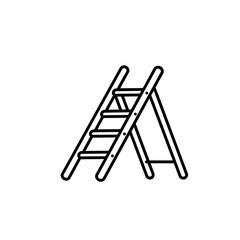 Wooden ladder with four steps in simple sketch design  