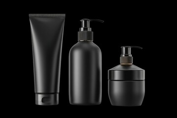 Matte black cosmetic containers