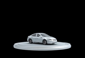 Light gray car on a white pedestal