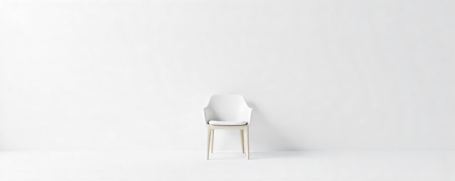 A single empty chair sits against a stark white background, symbolizing isolation and solitude The minimalist composition emphasizes the feeling of loneliness and emptiness , loneliness, unloved