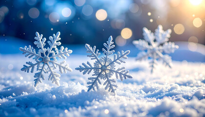 Winter Snowflakes with Snowy Scene.