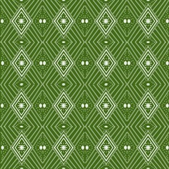 seamless green pattern. Thai fabric pattern on green background 