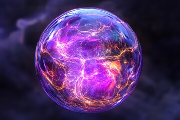 Vibrant sphere of energy with intricate glowing patterns.