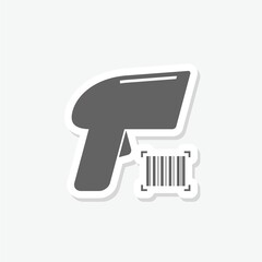 Warehouse scanner icon sticker isolated on gray background