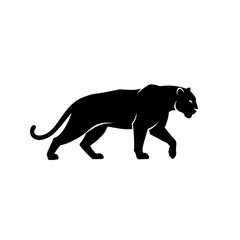 Obraz premium Majestic Panther Silhouette Unleashed on White Background, Showcasing Power and Grace
