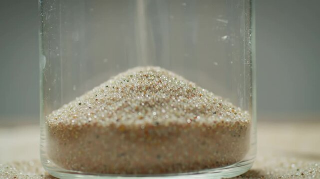 Sand Pouring into a Glass Jar, Time Passing Concept