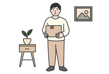 Minimalist Man In Simple Room