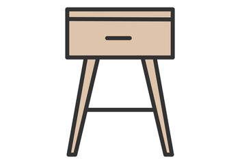 Flat Illustration of a Wooden Side Table