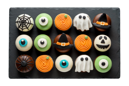 Halloween Mini Donut Set PNG - Ghost and Pumpkin Faces