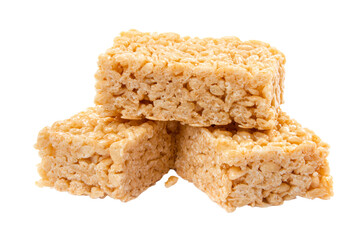 a stack of rice krispy treats on a white background