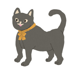 かわいいリボンをつけたハロウィンの黒猫