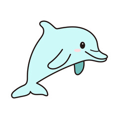 Obraz premium 귀여운 민트색 돌고래 일러스트 그림