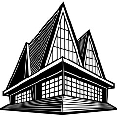 Fototapeta premium Elegant Black and White Modern Glass Building Illustration