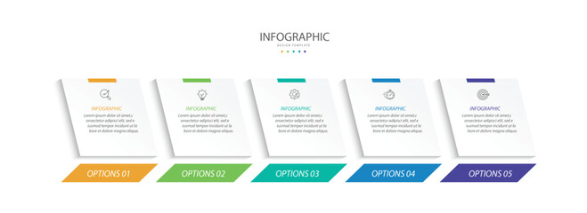 Business infographic template. 5 Step timeline journey. Process diagram, 5 options on white background, social media post, Infograph elements vector illustration.