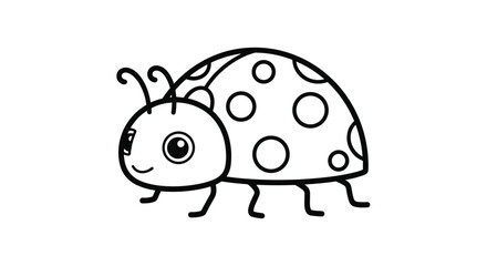 Adorable cartoon ladybug illustration with big eyes and simple spots for educational and creative projects
