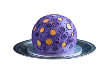 Purple Halloween Cheese Ball with Holes on Plate