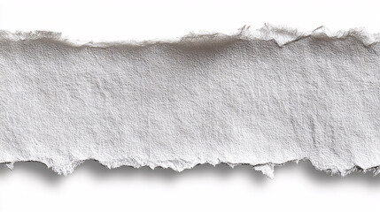 Light gray paper tape strip with naturally torn edges and slight curl, isolated on transparent background, realistic texture for digital overlays 