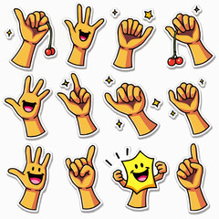 Retro Cartoon Sticker Set with Funny Characters, Speech Bubbles, and Doodle Icons