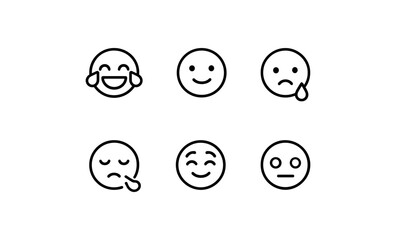 Obraz premium Set of linear emoji faces expressing various emotions
