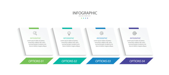 Business infographic template. 4 Step timeline journey. Process diagram, 4 options on white background, social media post, Infograph elements vector illustration.
