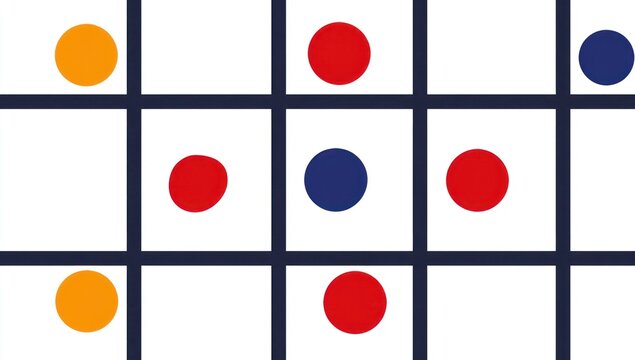 Colorful circles arranged in a tic-tac-toe grid.
