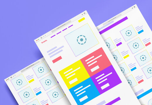 Colorful UI UX Wireframe Layout for Web Design