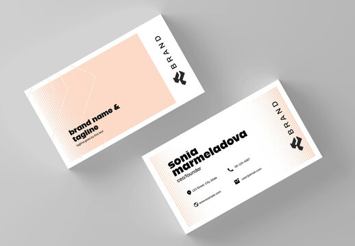 Modern Minimal Business Card Design with Peach Geometric Elements