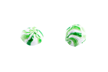 a pair of earrings with green and white designs