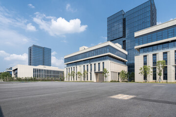 empty ground with modern building