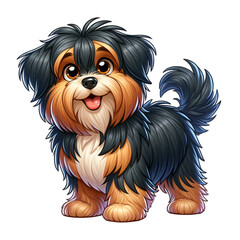 Playful Puppy Illustration: A cheerful illustration of a small, adorable puppy with soft fur, standing happily. Perfect for children's content.